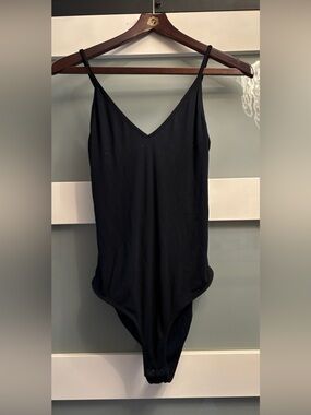 Talula Aritzia Black Ribbed Modal Bodysuit Medium